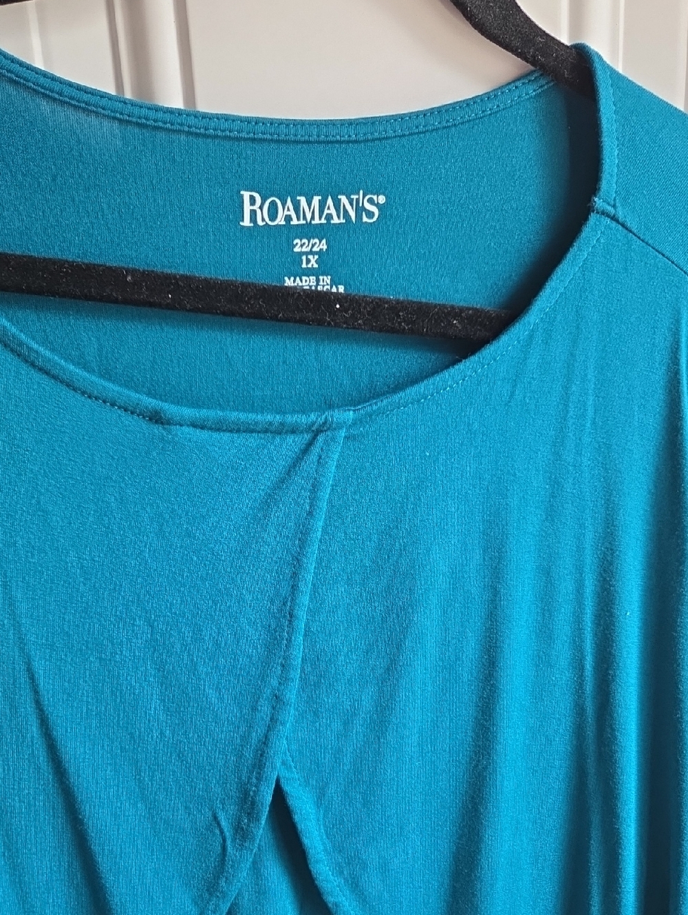 Roaman's Teal Open Front Scoop Neck Tunic
